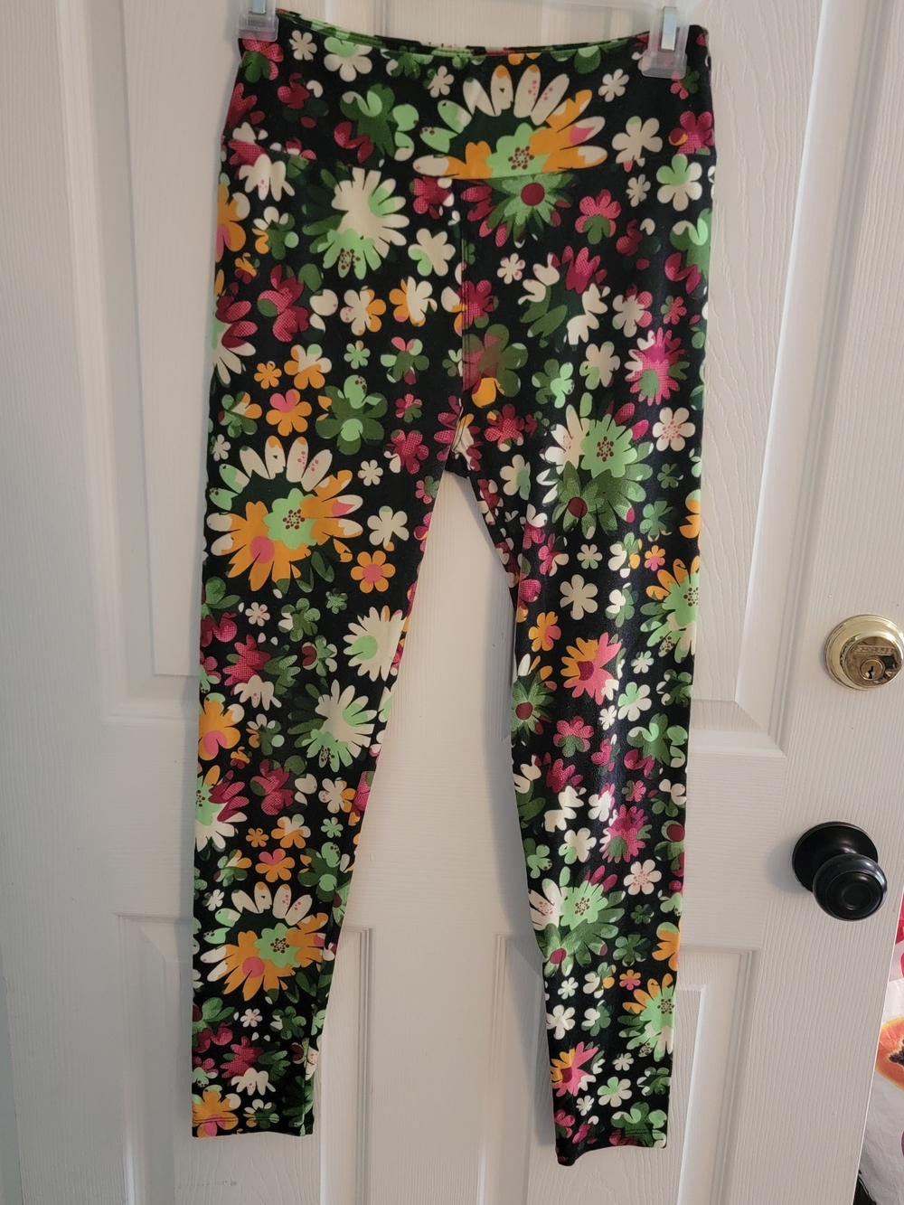 LuLaRoe Black Leggings with Bright Floral Print